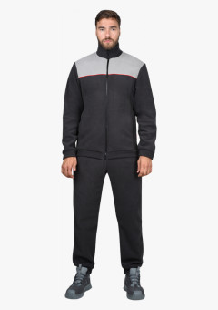 Куртка флисовая тёмно-серая со светло-серым, красный кант (ФАВОРИТ)