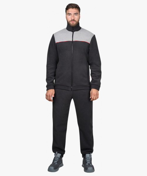 Куртка флисовая тёмно-серая со светло-серым, красный кант (ФАВОРИТ)