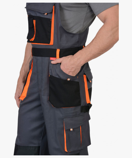 Полукомбинезон СИРИУС-МАНХЕТТЕН т.серый с оранж. и черным тк. стрейч пл. 250 г/кв.м