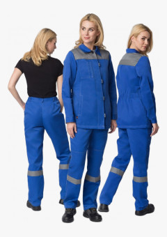 Костюм женский Веснис-1 СОП К. (тк.Смесовая,210) брюки, васильковый/серый