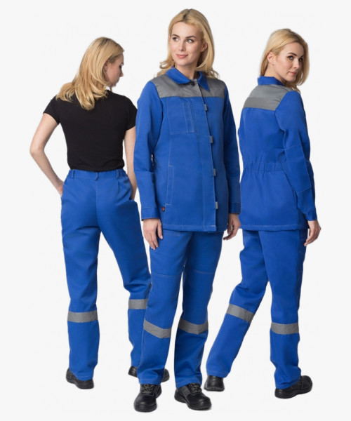 Костюм женский Веснис-1 СОП К. (тк.Смесовая,210) брюки, васильковый/серый