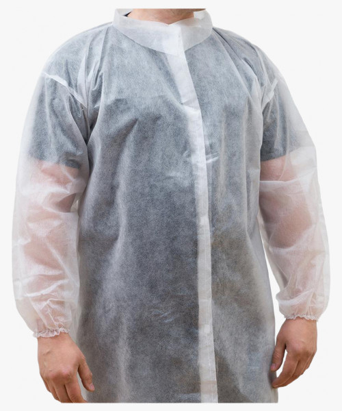 Халат одноразовый медицинский на липучках белый 20 гр/м2