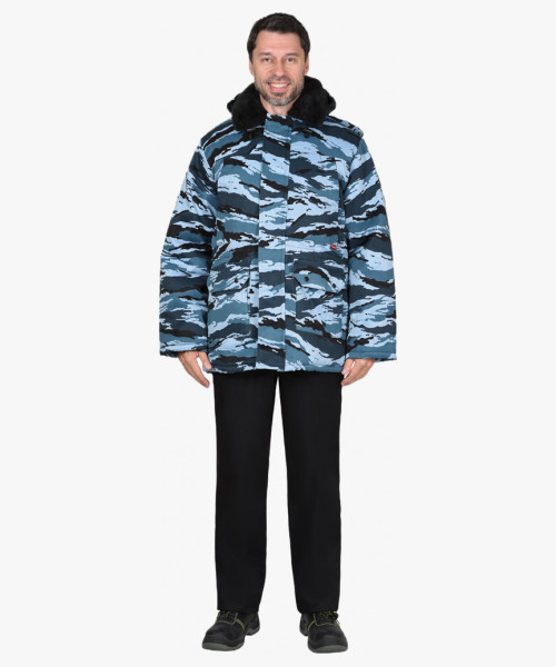 Куртка СИРИУС-БЕЗОПАСНОСТЬ зимняя удлиненная КМФ Серый вихрь