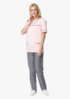 Женский костюм Ирис (ткань ТиСи), розовый/серый