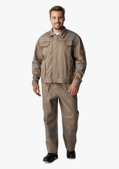 Костюм Респект (тк.Саржа,250) брюки, бежевый/коричневый