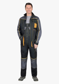 Костюм СИРИУС-АГАТ куртка, полукомбинезон, черный с темно-серым