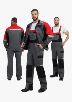 Костюм Вектрон-2 (тк.Смесовая МВО,240) п/к, серый/черный/красный