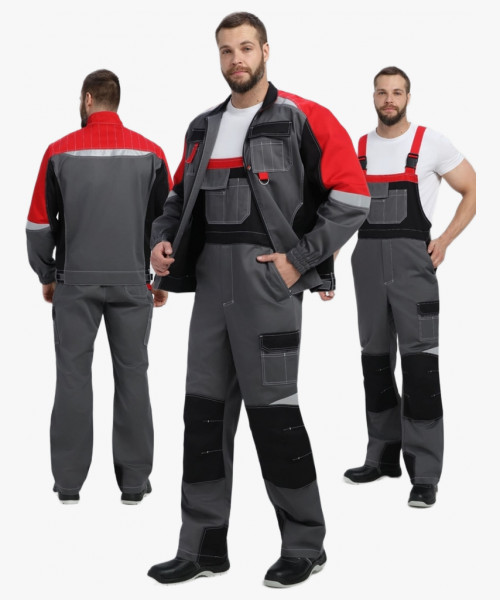 Костюм Вектрон-2 (тк.Смесовая МВО,240) п/к, серый/черный/красный