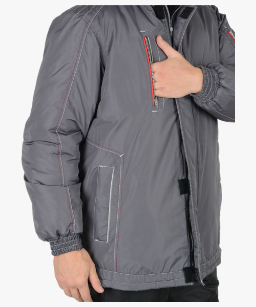 Куртка СИРИУС-АЛЕКС тёмно-серая с красной отделкой