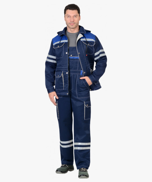 Костюм СИРИУС-ЛИДЕР куртка, п/к т.синий с васильком и молочным, СОП