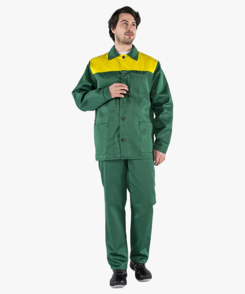 Костюм Стандарт (тк.Смесовая,210) брюки, зеленый/желтый