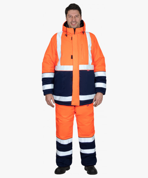 Костюм СИРИУС-МАГИСТРАЛЬ-3-РОСС куртка, п/к, синий с оранжевым и СОП