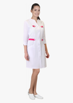 Халат СИРИУС-БРАЙТЛИ женский белый с фуксией