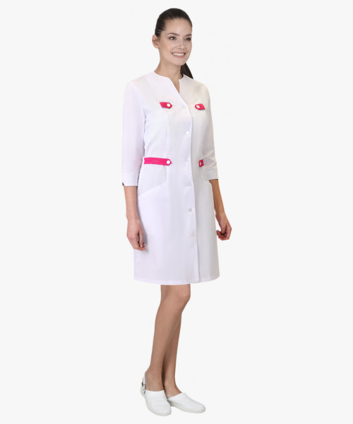 Халат СИРИУС-БРАЙТЛИ женский белый с фуксией