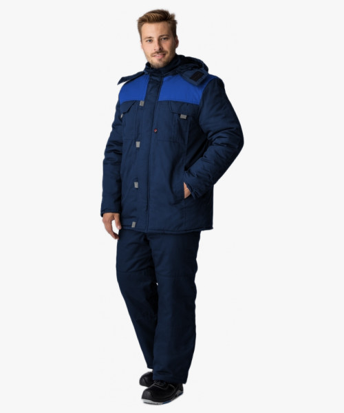 Куртка зимняя Флофт Премиум (тк.Смесовая,240), т.синий/васильковый/серый