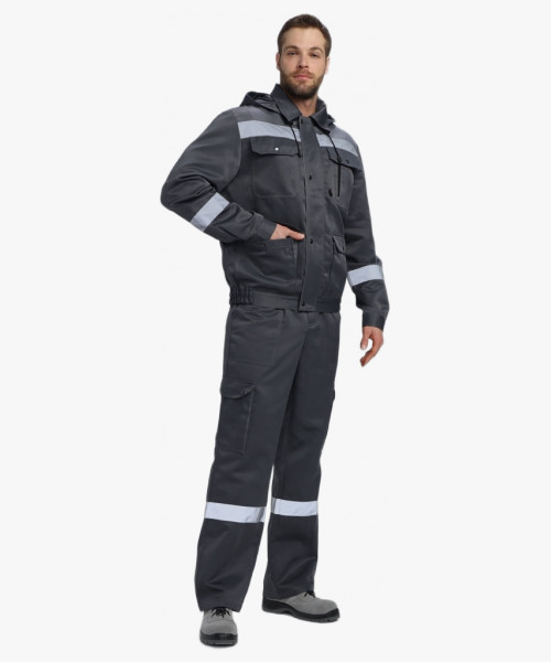 Костюм Нейч-2 СОП с капюшоном (тк.Смесовая,210) п/к, т.серый/св.серый