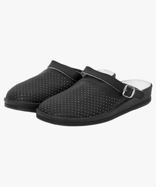 Сабо женские нат.кожа ПВХ, черный