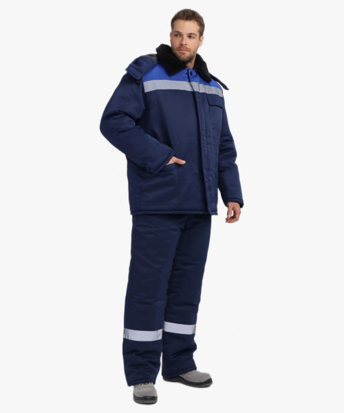 Костюм зимний Труженик-2 (тк.Смесовая,210) п/к,т.синий/васильковый