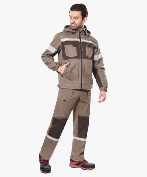 Костюм СИРИУС-РОДОС куртка, полукомбинезон св.коричневый с т.коричневым