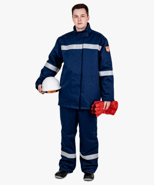 Костюм сварщика зимний Гефест-СОП 2 кл.защиты (тк.Хлопок-ОП,420) брюки, т.синий