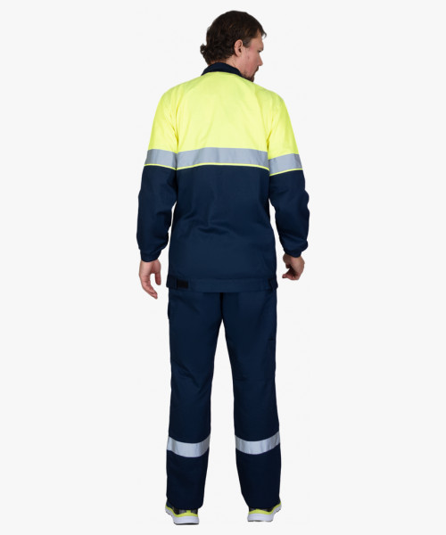 Костюм СИРИУС-МЕГИОН-РОСС куртка, п/к, тёмно-синий с лимонным и СОП, антистат. нить, МВО