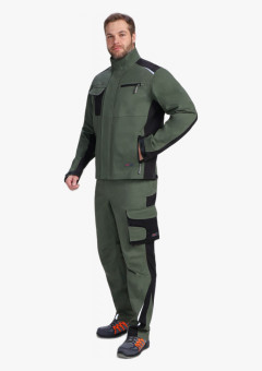 Костюм мужской летний ProfLineLeader-2 (тк.Хлопок/Спандекс,260) полукомбинезон, хаки/черный