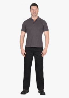 Рубашка-поло серая короткие рукава с манжетом, пл.180 г/м2 (ЧЗ)