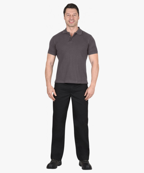 Рубашка-поло серая короткие рукава с манжетом, пл.180 г/м2 (ЧЗ)