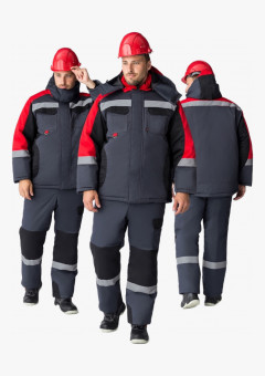 Костюм зимний Вектрон-2 СОП (тк.Смесовая,240) п/к, черный/красный/серый