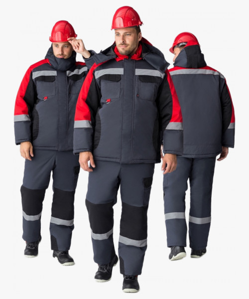Костюм зимний Вектрон-2 СОП (тк.Смесовая,240) п/к, черный/красный/серый