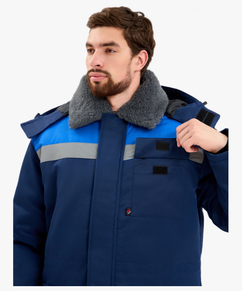 Костюм мужской зимний Квайл-2 СОП (тк.Смесовая,210) полукомбинезон, т.синий/васильковый