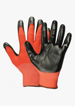 Перчатки нейлоновые с нитриловым покрытием, красно-черные