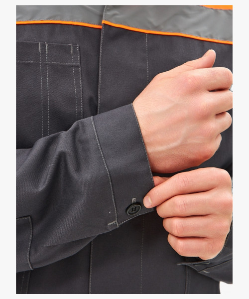 Костюм Липецк-1 СОП CH (тк.Смесовая,280) брюки, т.серый/оранжевый