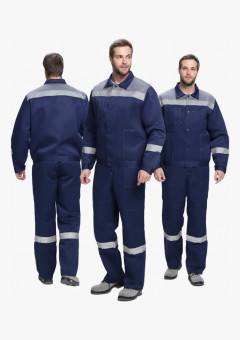 Костюм Лигор-1 СОП У. (тк.Смесовая,210) брюки, т.синий/серый