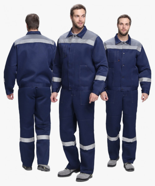 Костюм Лигор-1 СОП У. (тк.Смесовая,210) брюки, т.синий/серый