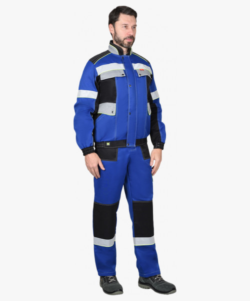 Костюм СИРИУС-ПОЛИНОМ куртка, п/к василек с черным и СОП 50 мм