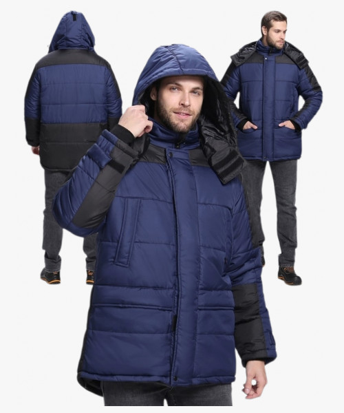 Куртка зимняя Европа (Дюспо), темно-синий/черный