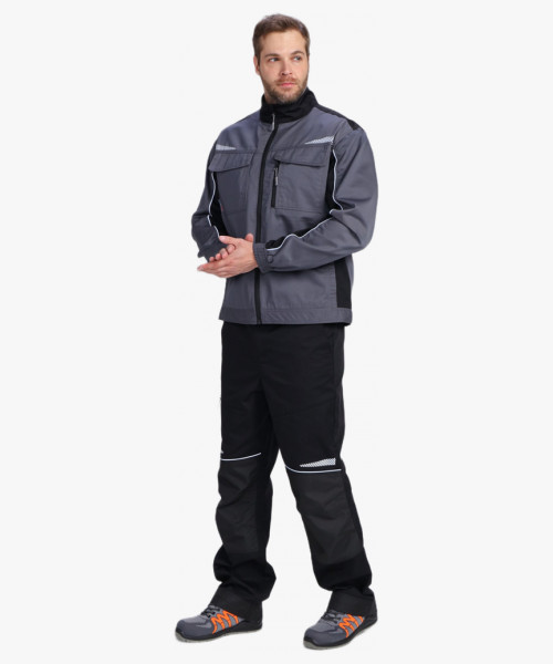 Костюм мужской летний ProfLineSpecialist-2 (тк.Смесовая,240) полукомбинезон, серый/черный