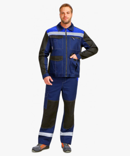 Костюм ProfLineBase-2 (тк. Твил, 210) полукомбинезон, т.синий/черный/васильковый