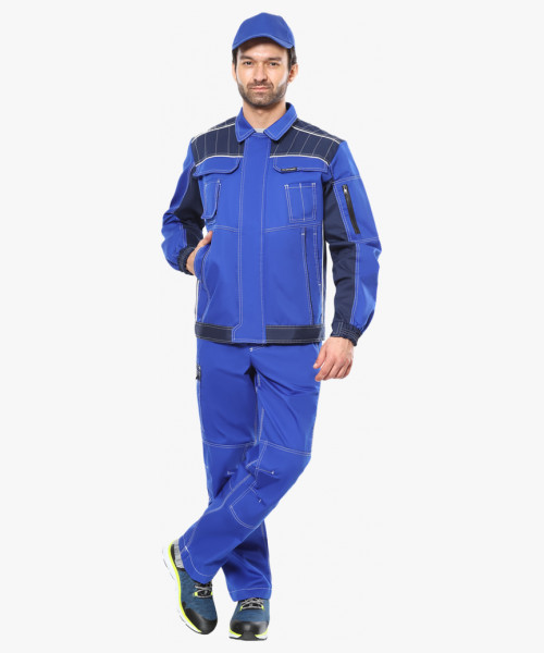 Куртка СИРИУС-ПРЕСТИЖ кор., васильковая с синим, тк. Rodos (245гр/кв.м)