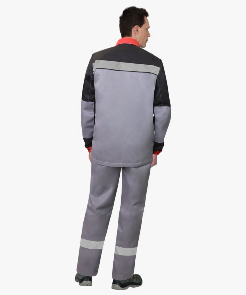 Костюм СИРИУС-ПРОФИЛЬ куртка, брюки ср.серый с черным с красной отделкой и СОП