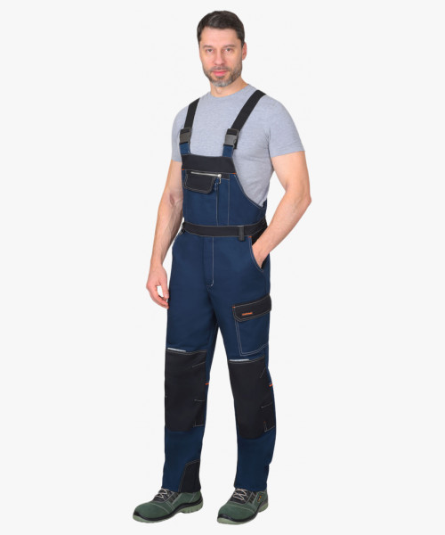 Полукомбинезон СИРИУС-ШАТЛ-РОСС синий с черным, 80% х/б, пл. 260 г/кв.м