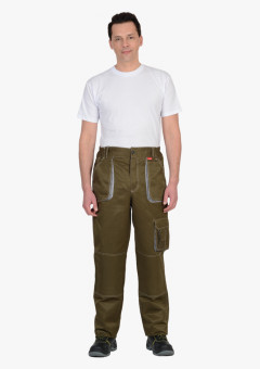 Брюки СИРИУС-CROWN хаки со св.серым