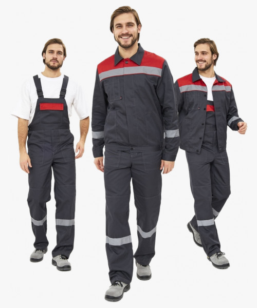 Костюм Лигор-2 Премиум СОП К. (тк.Смесовая,240) п/к, т.серый/красный