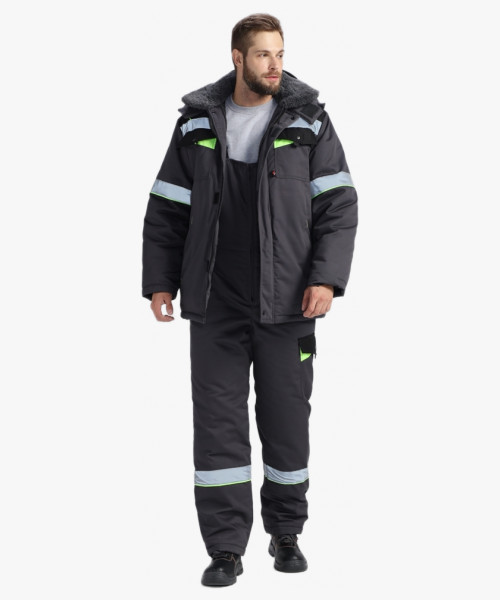 Костюм зимний Ховард (тк.Смесовая,240) п/к, т.серый/черный/лимонный