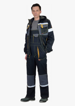 Костюм СИРИУС-РОДОС куртка, полукомбинезон, черный с темно-серым