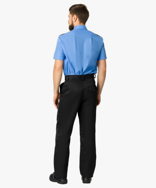 Рубашка охранника с коротким рукавом мужская, ярко-голубой