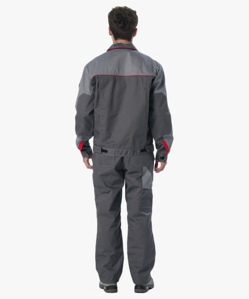 Костюм Союз-Профессионал-2 (тк.Балтекс,240) п/к, т.серый/св.серый/красный