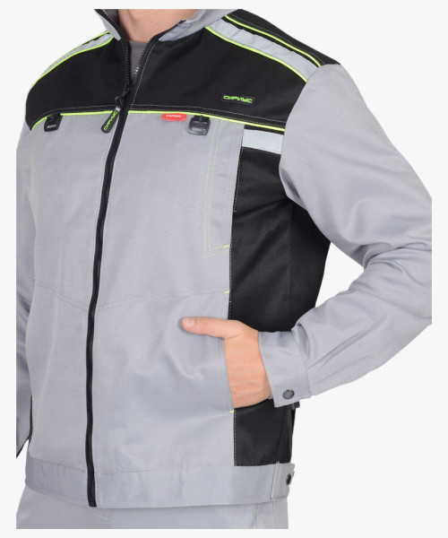 Костюм СИРИУС-ПРАКТИК куртка, п/к св. серый с черным