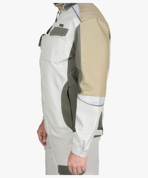 Костюм СИРИУС-КАСПИЙ куртка, брюки, молочный с оливой, песочным и СОП